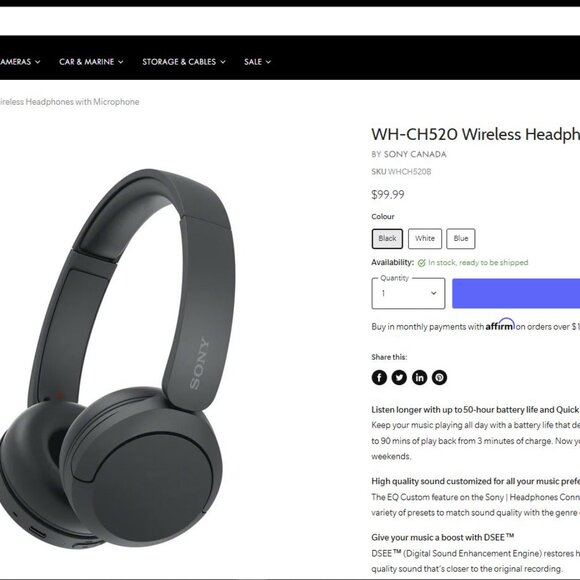 Sony WH-CH520 Wireless Headphones - Picture 3 of 3
